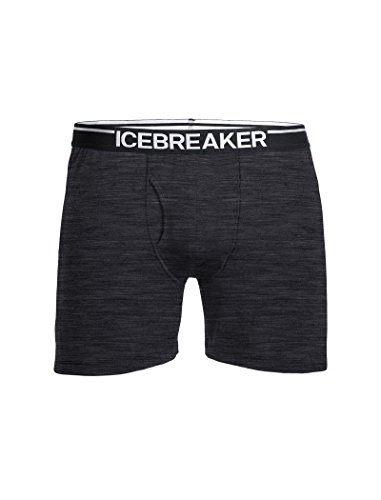 Icebreaker Merino Men's Anatomica Long Boxer W Fly, Jet Heather/Black, Small