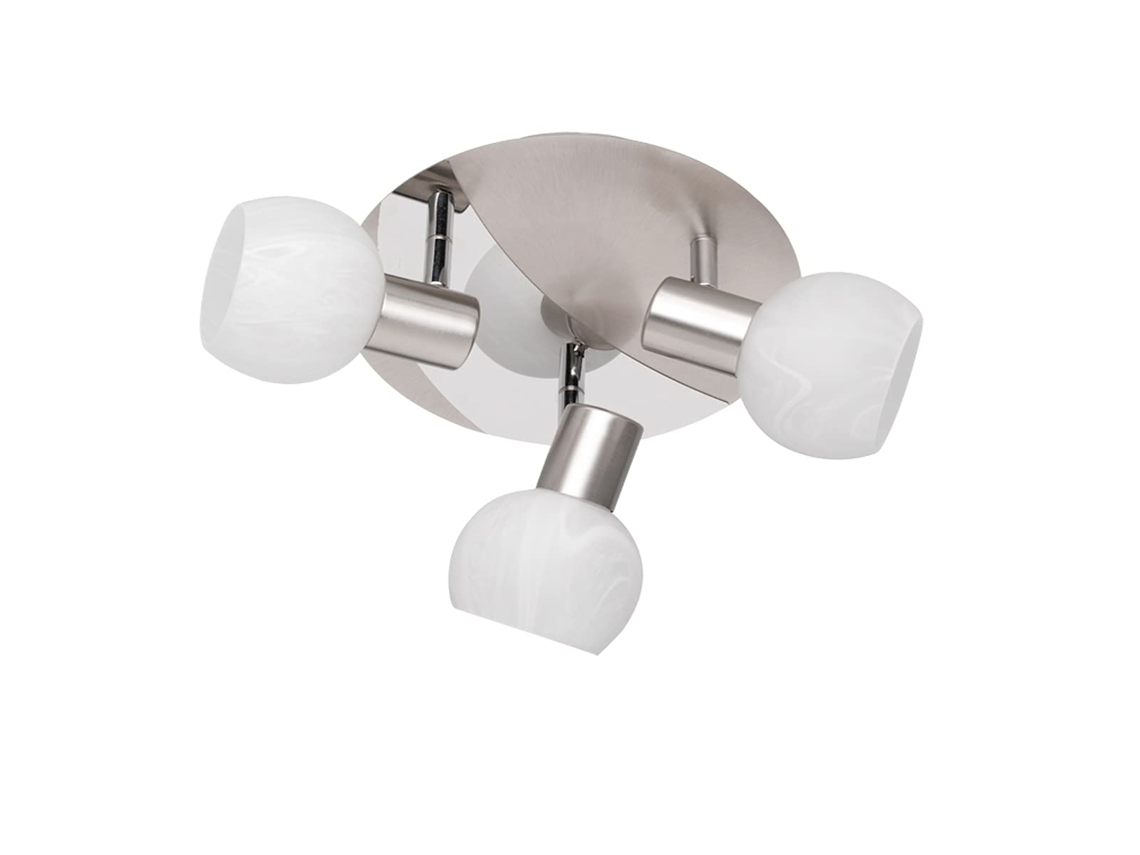 Reality Leuchten Antibes R80173007 Ceiling Light Metal Matte Nickel/Chrome Alabaster White Glass Excl. 3X E14