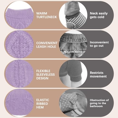 Image of BINGPET Dog Sweater for Large Dogs, Turtleneck Knitted Clothes