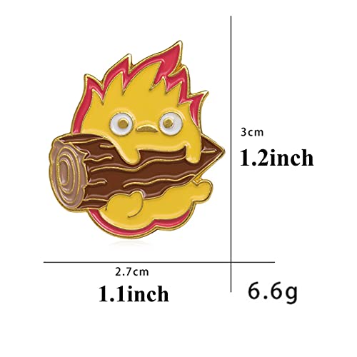 Image of Lovely Cartoon Ball of Fire Calcifer Brooch Pin Badge for Anime Movie Fans Collection Memorial Jewelry