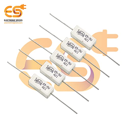 Image of 5 Ohm (Ω) 5 Watt Fusible Ceramic Cement Power Resistor Pack of 5pcs