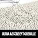 Gorilla Grip Bath Rug, 44x26, Thick Soft Absorbent Chenille Rubber Backing Bathroom Rugs, Microfiber Dries Quickly, Shaggy Machine Washable Mats, Plush Durable Rug, Bathtub Shower Floor, Ivory Cream