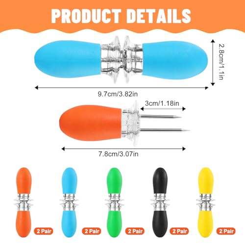 Maiskolbenhalter, 20 Stück/10 Paar Maiskolbenhalter-Sets, lustige Gesichter, Maiskolbenhalter aus Edelstahl, Grillgabelspieße für BBQ und Küche, Rostfreier Mais-Pick, Fruit Forks