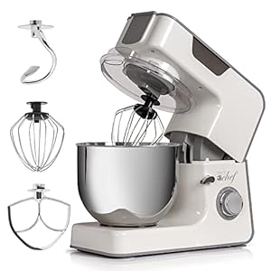 Deco Chef STMIX01WHT 5.5 QT Kitchen Stand Mixer, 550W 8-Speed Motor includes 3 Mixing Attachments (Renewed)
