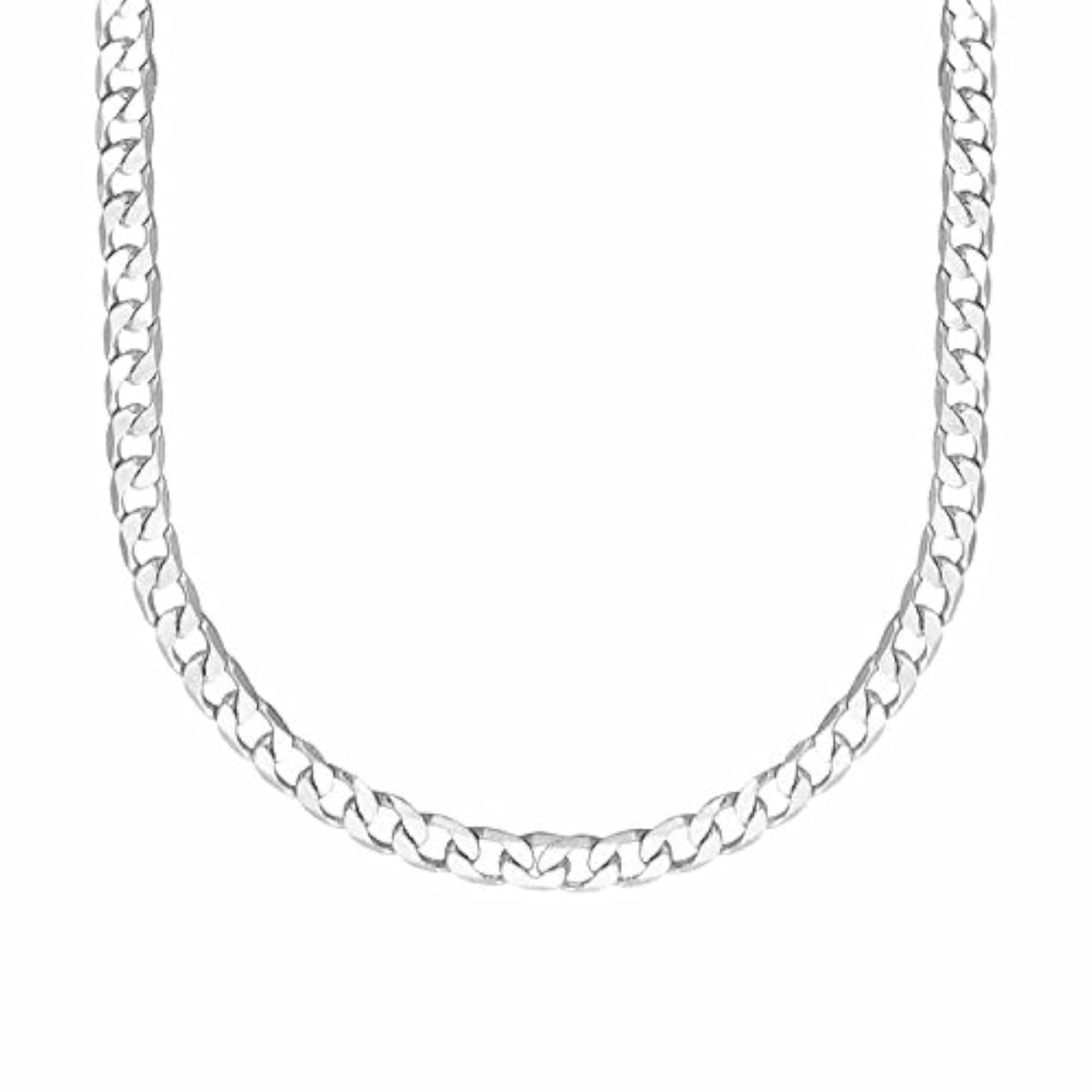 925 Silver Plated Cuban Link Bracelet & Necklace Combo, Gift Pack