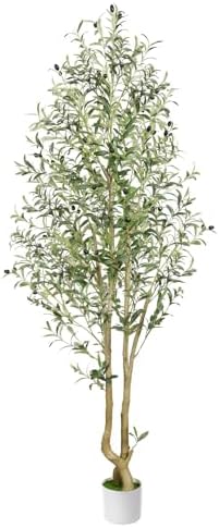 Alupssuc 6FT Artificial Olive Tree, Faux Olive Tree with Curved Trunk ...