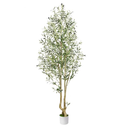 Alupssuc 6FT Artificial Olive Tree, Faux Olive Tree with Curved Trunk & Lifelike Leaves in White Pots, 6 Feet Big Tall Fake Plants for Home Office Living Room Indoor Outdoor Decor, 180cm