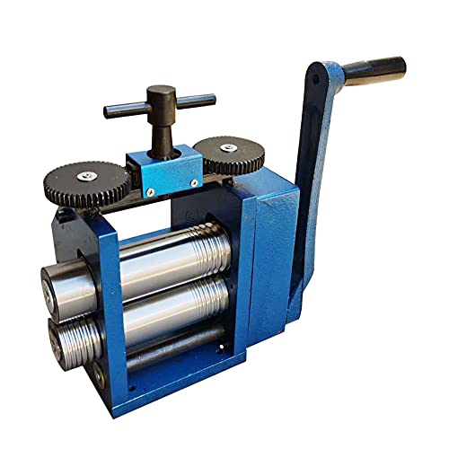 Ethedeal Manual Jewelry Rolling Mill Machine, 3" Roller Rolling Mill Combination Rolling Mill Machine, 75mm Jewelry Press Machine, Jewelry Making DIY Tool (Blue-75mm)