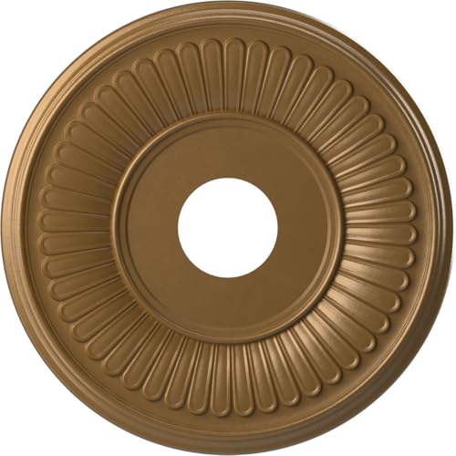 Image of Ekena Millwork CMP16BECGH Berkshire Thermoformed PVC Ceiling Medallion (Fits Canopies up to 7 inch), 16 inchOD x 3 1 /2 inchID x 1 inchP, Metallic Gold Rush