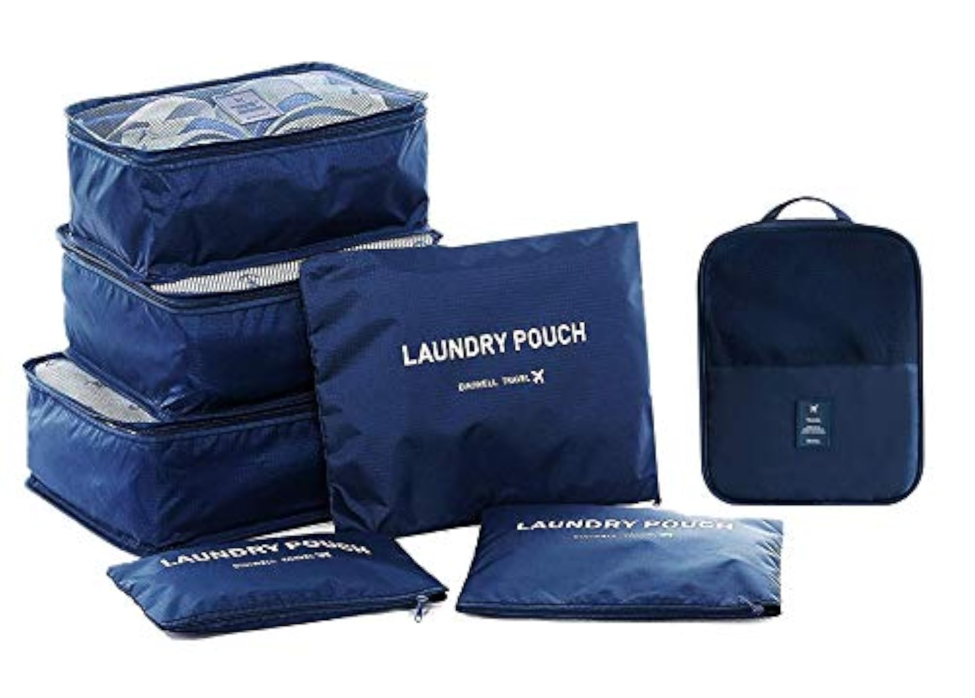 7 in 1 Nylon Travel Organizer Packing Cubes with Shoe Bag