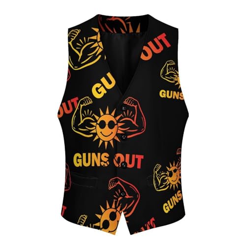 Suns Guns Out Men's Formal Suit Vest for Business Formal Or Casual Dress Waistcoat Wedding4