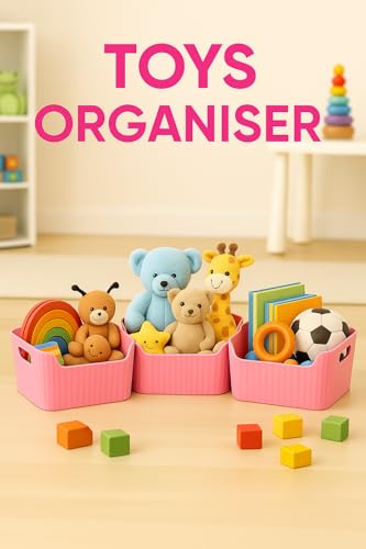 Image of Plastic Storage Box with Lid - Large Stackable Organizer Storage Box for Clothes, Toys, Kitchen - Big Size Plastic Storage Container Basket for Home, Office, Bathroom(Smal,Pack of 8,Pink)