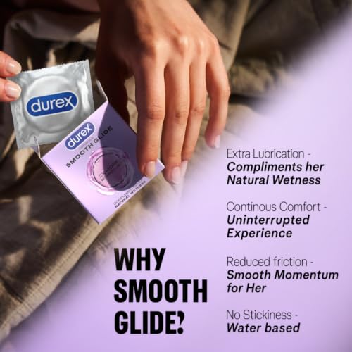 Image of Durex Smooth Glide Condoms for Men - 3 Count | with 2X Water-Based Lubricant | Ultra Thin