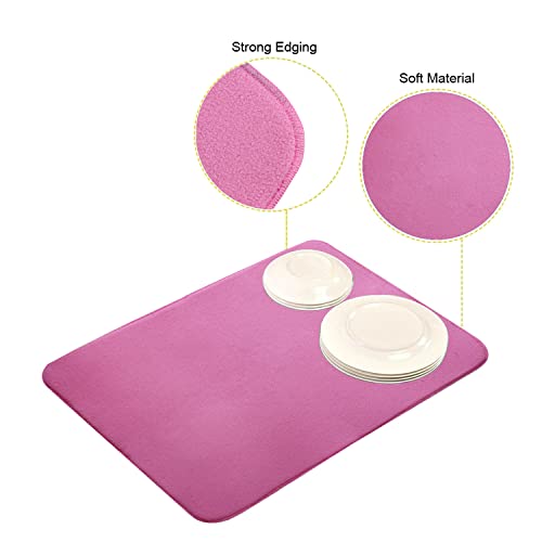 Image of Kuber Industries Microfiber Reversible Dish Drying Mat with Absorbent Parity for Kitchen 19 inchx 15 inch(Pink)