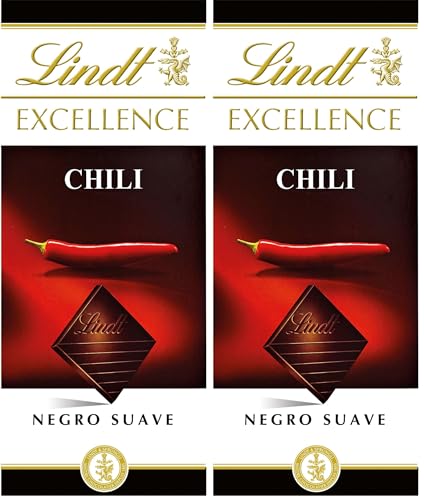 Lindt Excellence Chocolate negro con chili, tableta de chocolate 100 gr (Paquete de 2)