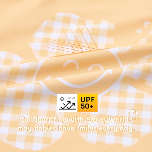 Image of Zando Toddler Girl Swimsuit - Cute Apricot Smiley Face 4t Bathing Suits for Girls, Adjustable Quick Dry 5T Swimsuit Girls, One Piece Kids Swimwear for Summer Beach Vacation Waterpark Wear 4-5T