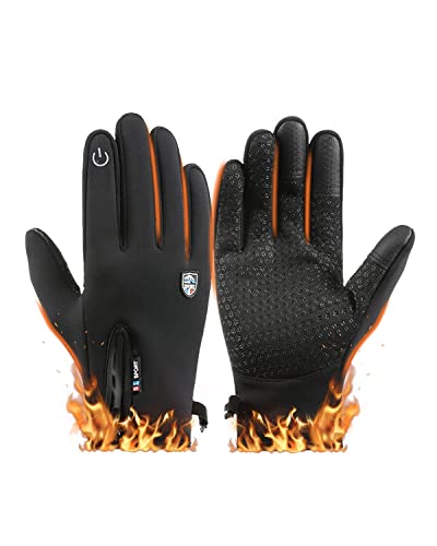 Gants Vélo Coupe-vent Gants D'Hiver Enfants AOTOW - Écran Tactile 3 Doigts - Anti-dérapant - Réfléchissants - 4-12 Ans Protection Mains Enfant