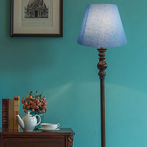 Alucset Small Lamp Shade, Alucset Barrel Fabric Lampshade For Table Lamp And Floor Light, 6X10X7.5 Inch, Natural Linen Hand Crafted, Spider (Blue) #TOP5