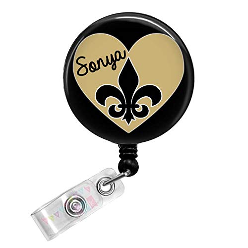 Personalized - Heart with Fleur de Lis - Black & Gold - Butt
