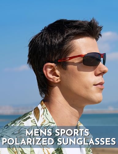 Image of BIRCEN Polarized Anti-Glare Sunglasses for Men: Lightweight Metal Wrap around Sun Glasses UV Protection for Driving Fishing