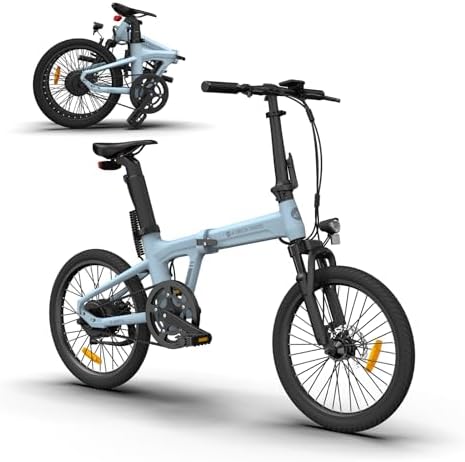 Ado Air20S Folding Electric Bike, Lightweight Ebike 18.5 kg, Belt Drive, LCD Display, Three Speed Modes, Torque Sensor, 36V 9.6Ah Battery Range 100 KM (Shock Absorbing Version)