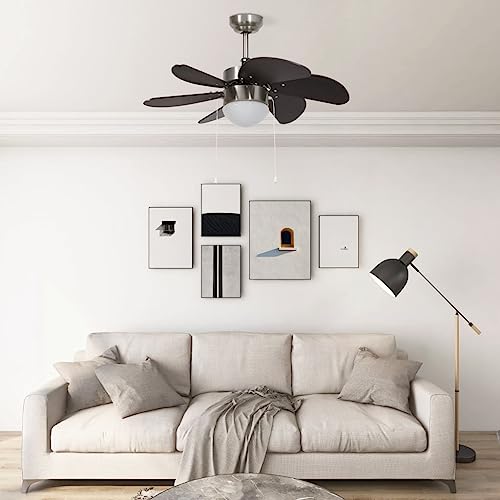 Genérico Ventilador de techo con lámpara marrón oscuro 76 cm,Ventiladores de techo-51488