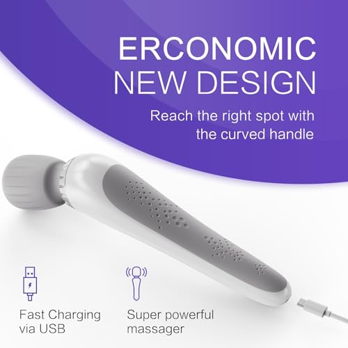 Magic Wand Massager Vibration, Christmas Gift for Women Men, Cordless Electric Back Massager, Portable 5 Speeds Deep Tissue vibrator Personal Wand Massager for Relaxation,Sports Recovery, White - Thumbnail 4