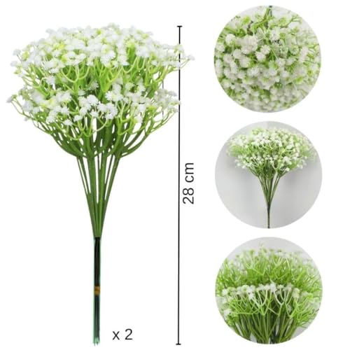 Image of SATYAM KRAFT 80 Pcs Artificial Baby's Breath Flowers (Gypsophila) Bouquet for Gifting, Home Decor, Bedroom, Table Centerpiece, DIY Craft, Wedding Decoration (28.5 cm, Without Vase)