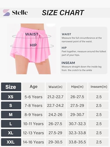 Stelle 2311-YR002-CC-M Girls Flowy Shorts With Pockets Athletic Running Skirt High Waist Butterfly 2 In 1 Sports Short 5-16 Years thumb #5