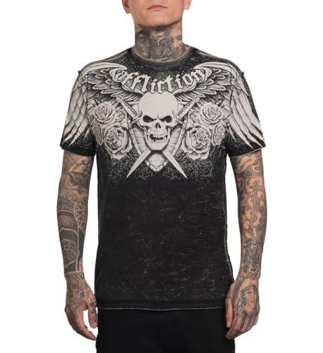 Affliction Men's Reversible T-Shirt, Skull Design3