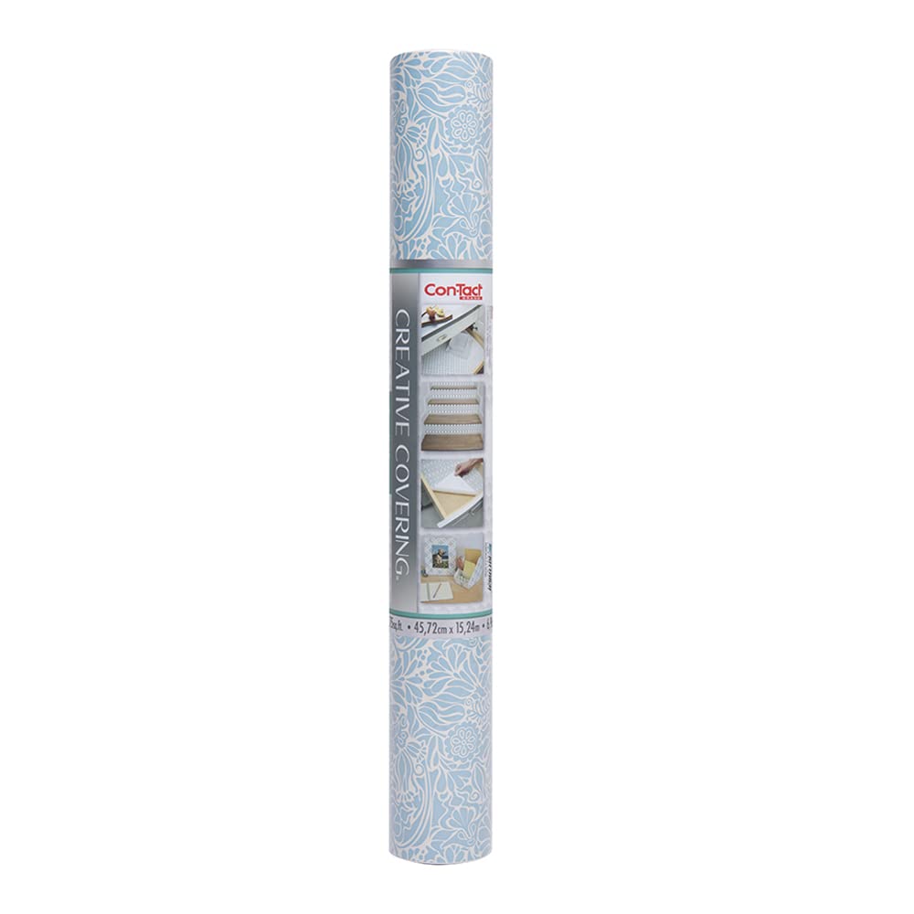 Con-Tact Brand Creative Covering, Self-Adhesive Shelf Liner, Multi-Purpose Vinyl Roll, Easy to Use and Apply, 18'' x 50', Batik Blue