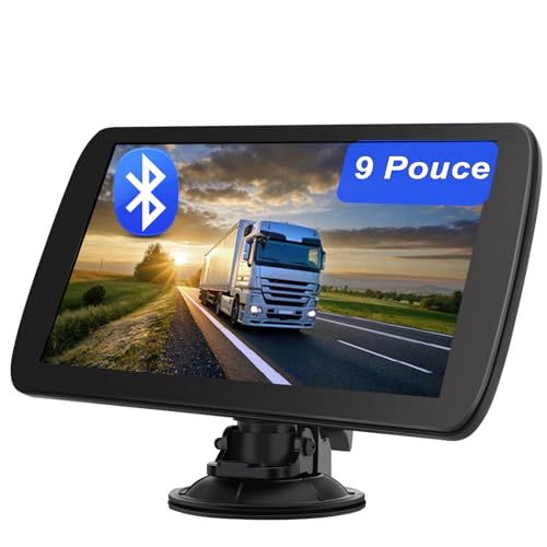 GPS Voiture 9 Pouces avec Bluetooth 2025 – Navigation Europe, Mises à Jour Gratuites, Alerte de Vitesse, Guidage Vocal, Compatible Camion & Camping-Car