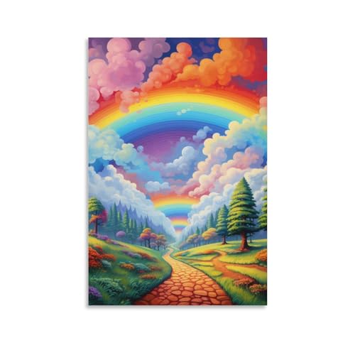 Pintura poster de arcoíris que llena de alegría y luz las paredes de tu dormitorio