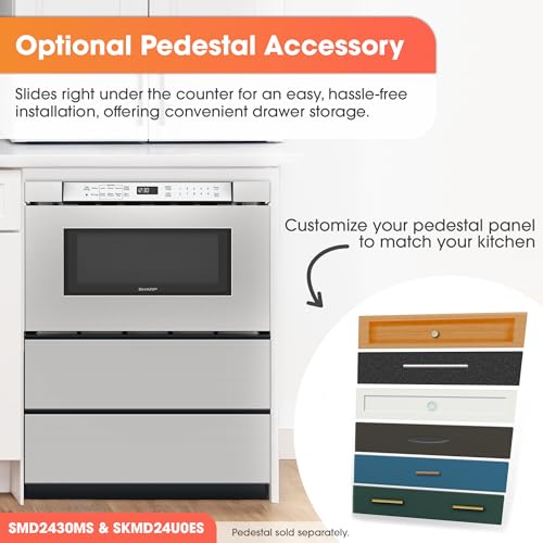 Image of Sharp SMD2430MS 24-Inch Built-In Microwave Drawer Oven, Stainless Steel, 1.2 Cu. Ft, Sensor Cook Technology, Automatic Drawer System, ADA Compliant, Flush Mount Ready