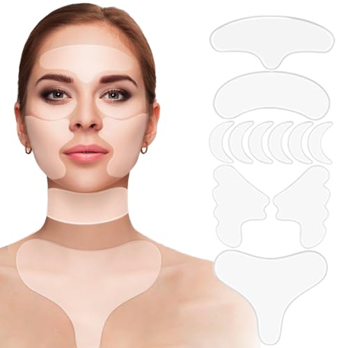 Redcool Neck Wrinkle Patches, 11PCS Reusable Anti-Wrinkle Silicone Patches for Face, Neck, Chest &