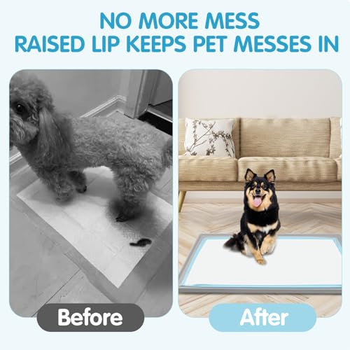 Dog Pee Pad Holder Tray,Silicone Puppy Pad Holder, 24\" x 24\" No Spill Raised Lip High Edge Portable, Leak-Proof Mat Holder for Dog Training Pads,Square Potty Trays for Home Floor Protection