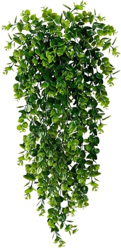 Image of Tdas Artificial Hanging Plants Leaves Eucalyptus Ivy Garlands Plant Greenery Vine Creeper Home Decor Door Wall Balcony Decoration Party Festival - 1 Pcs (Green)