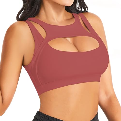 Image of Betaven Push up Sports Bra for Women Sexy Hollow Crop Tops with Removable Cups Workout Fitness Yoga Bra Medium Support