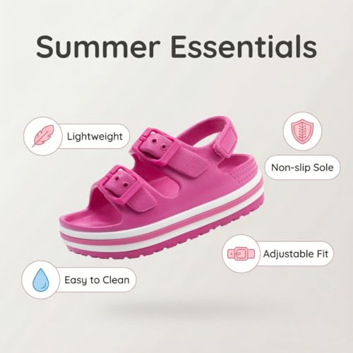 Image of Toddler Buckle Sandals Open Toe Water Sandal with Adjustable Back Strap for Boys Girls