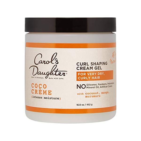 Carol’s Daughter Coco Creme Curl Shaping Cream Gel, with Coconut Oil, Coconut Milk, Silicone Free, Paraben Free Hair Gel for Curly Hair , Mineral Oil Free, for Very Dry Hair, 16 Oz
