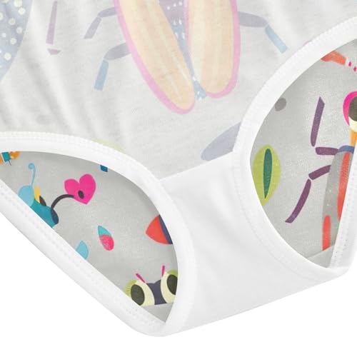 Toddler Briefs, Cute Beetle Printed Grey Cotton Underwear for Girls, 2T–8 Years4