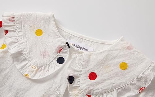 Mud Kingdom Toddler Girls Long Sleeve Shirt Peter Pan Collar Colorful Polka Dots White 2T thumb #2