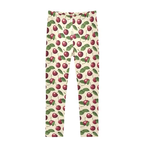 senya Girls Printed Leggings Yoga Pants Cherry Pattern for Kids in 4t to 10 Years, 4T