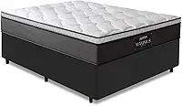 Cama Box Casal Queen Colchão Gazin Maximus Molas Ensacadas 158x198x62cm Cinza/Preto - Suporta até 120Kg por Pessoa