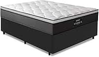 Cama Box Casal Queen Colchão Gazin Maximus Molas Ensacadas 158x198x62cm Cinza/Preto - Suporta até 120Kg por Pessoa