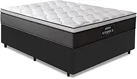 Cama Box Casal Queen Colchão Gazin Maximus Molas Ensacadas 158x198x62cm Cinza/Preto - Suporta até 120Kg por Pessoa