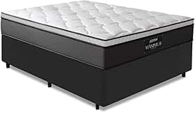 Cama Box Casal Queen Colchão Gazin Maximus Molas Ensacadas 158x198x62cm Cinza/Preto - Suporta até 120Kg por Pessoa