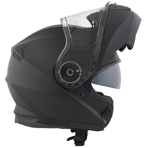 Casco Moto Modulare BHR 836 FLIP-UP, Casco Moto Apribile Omologato ECE 22.06 Con Schermo Parasole, Doppia Visiera Antigraffio e Sgancio Micrometrico, Utilizzo Touring e Cittadino, Nero Opaco L