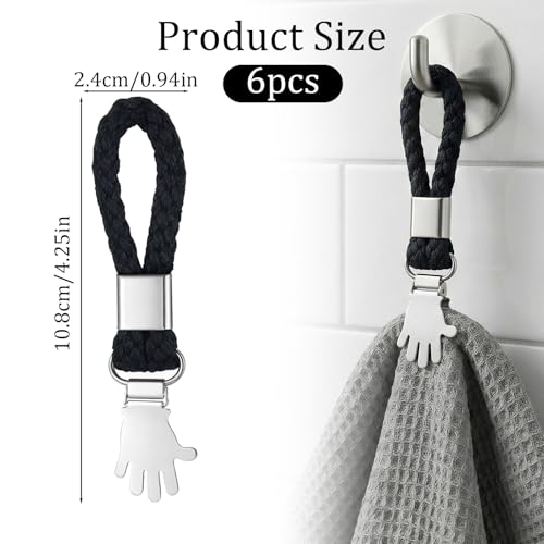 Xelsluthe 6 Stück Aufhänger für Handtücher Handtuchaufhänger Ohne Nähen mit Schlaufen Handtuch Clips Zum Aufhängen Handtuchhalter Clips Zum Von Häusern Schränken Und Badezimmern (Schwarz)