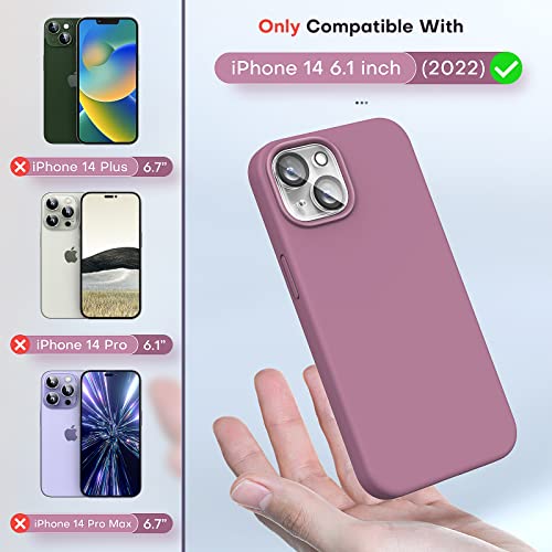 Tocol 5 In 1 For Iphone 14 Case, With 2 Pack Screen Protector + 2 Pack Camera Lens Protector, Liquid Silicone Phone Case For Iphone 14, Lilac Purple #TOP1